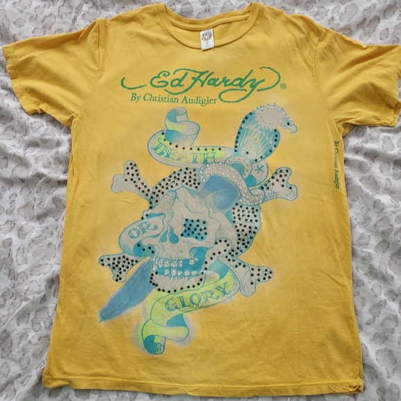 Christian Audigier Other - Y2K DON ED HARDY by Christian Audigier Yellow Tee Men Large